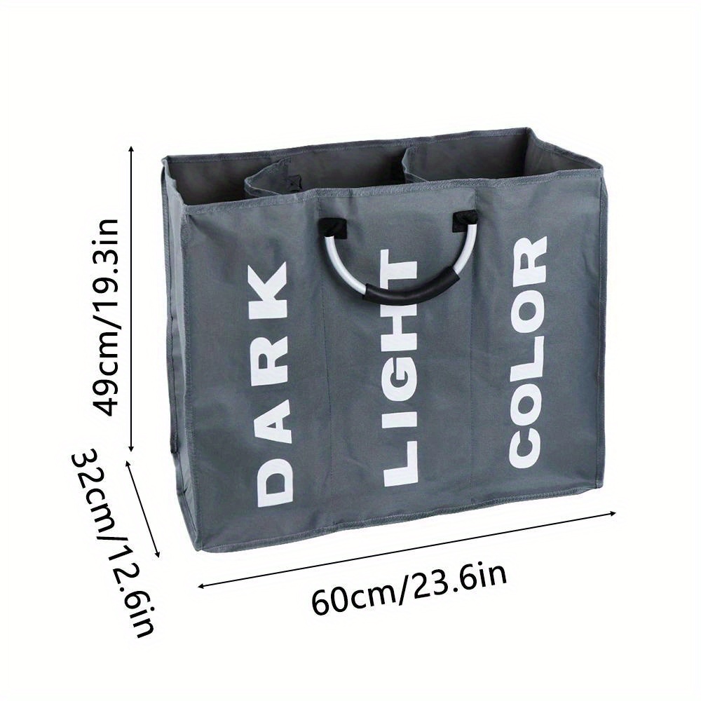 extra large 3 section foldable laundry hamper   oxford cloth with aluminum handles space saving design for   hampers for laundry dirty clothes bag laundry basket laundry baskets details 2