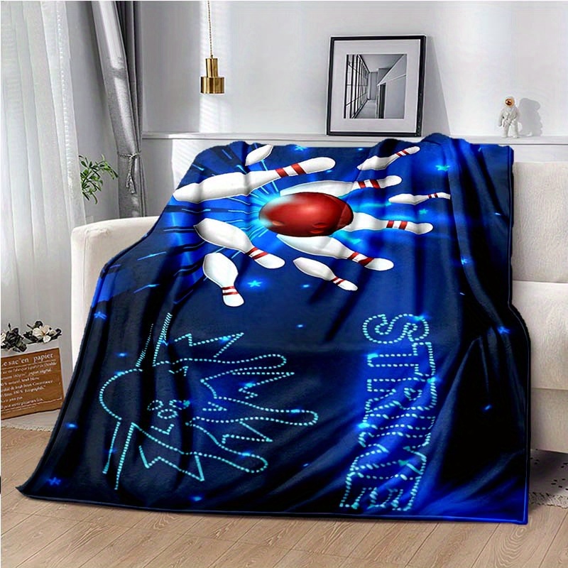 

Bowling Strike Design Plush Throw Blanket - 100% Polyester Ultra-soft Square Comforter For Sofa, Bed, Picnic, And Office - Large Cozy Sleep Mat With And Ball Art Print