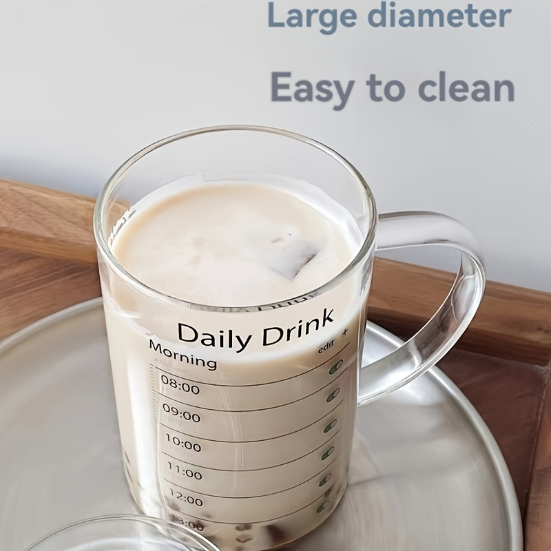 1000ml glass drinking cup with lid and straw high borosilicate glass daily drink mug with time marker patterned versatile drinkware for iced coffee juice milk tea and stylish glassware details 1