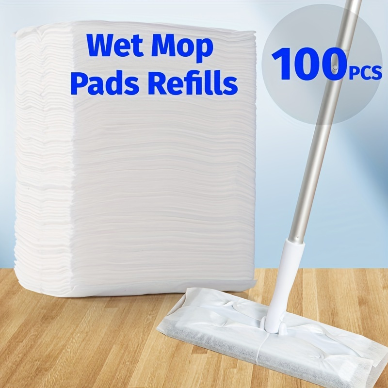 

Disposable Wet Mop Pad Refills, 100 Pack - Multi-surface Cleaning Cloths, No-residue Wet Sweeper Wipes For Hardwood, Tile, And Glass Surfaces - Easy Stain Removal For Home And Office Use