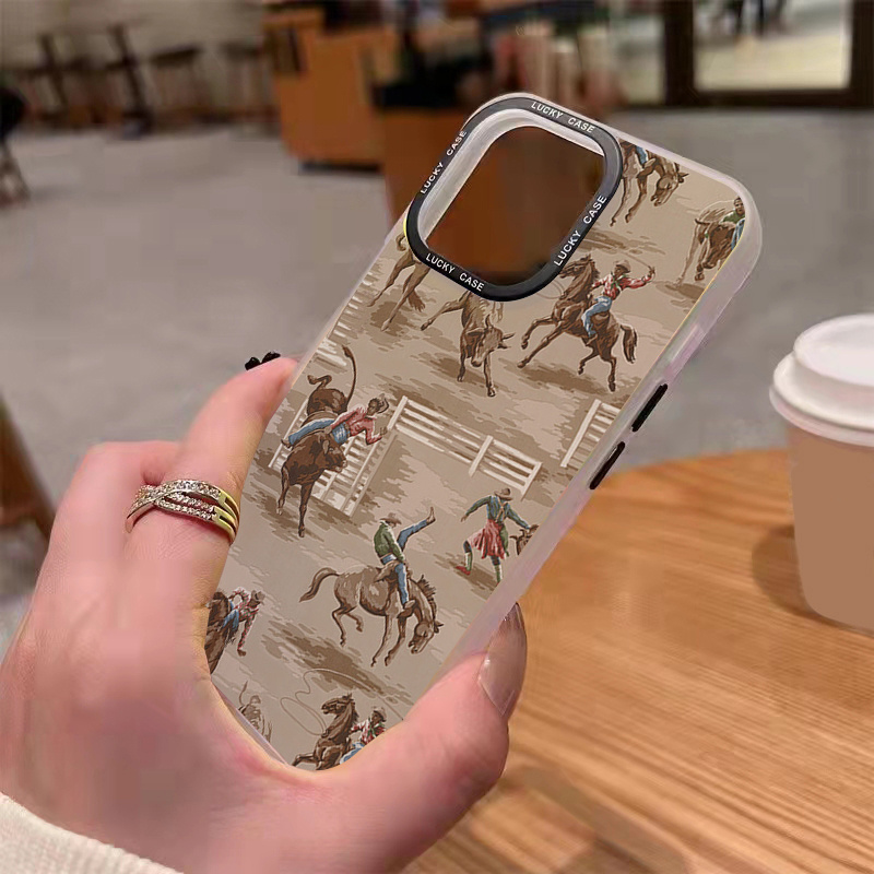 

Acrylic Cowboy-themed Phone Case, Durable Protective Cover With Rodeo Print Design For Enhanced Grip And Aesthetic Appeal - As0177