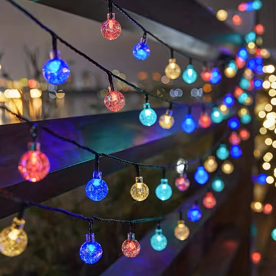 

20-led Solar Crystal Ball String Lights - Ip65 Waterproof, 8 Modes, Perfect For Outdoor Garden, Patio Parties & Christmas Decorations (warm White/colorful)