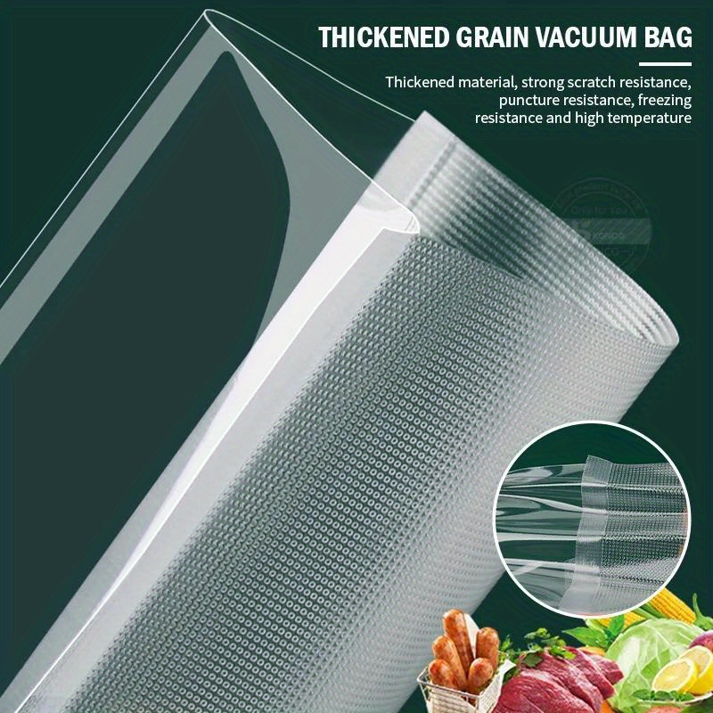 5 rolls vacuum sealer bags set reusable strong puncture   freezer safe no electricity needed for food preservation and storage details 1