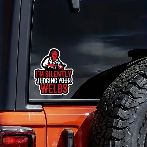 "If She's Thick Give Her The Stick" Funny Welder Decal – Waterproof Vinyl Sticker For Hard Hats, Helmets, Toolboxes, Laptops