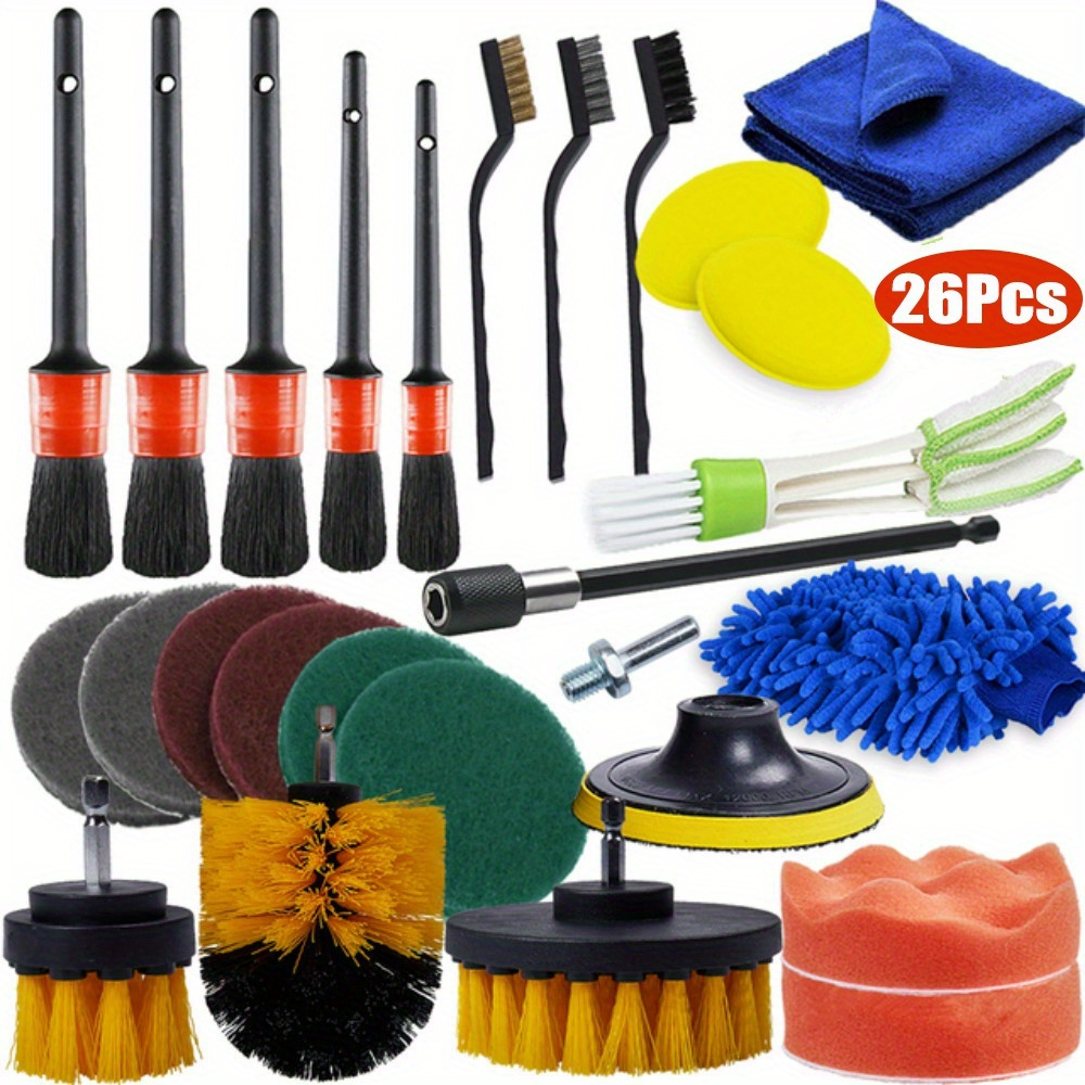 

26pcs Car Auto Detailing Brush Set Car Cleaning Brushes Car Brush Set For Wheel Air Vent Car Detail Cleaning Accessories