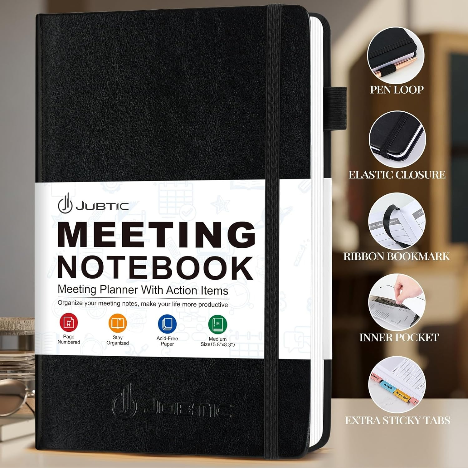 

A5 Executive Notebook - Durable Meeting & Action Planner For Business And Office, Ideal For Men & Women Meeting Notebook For Work Meeting Notes Notebook For Work