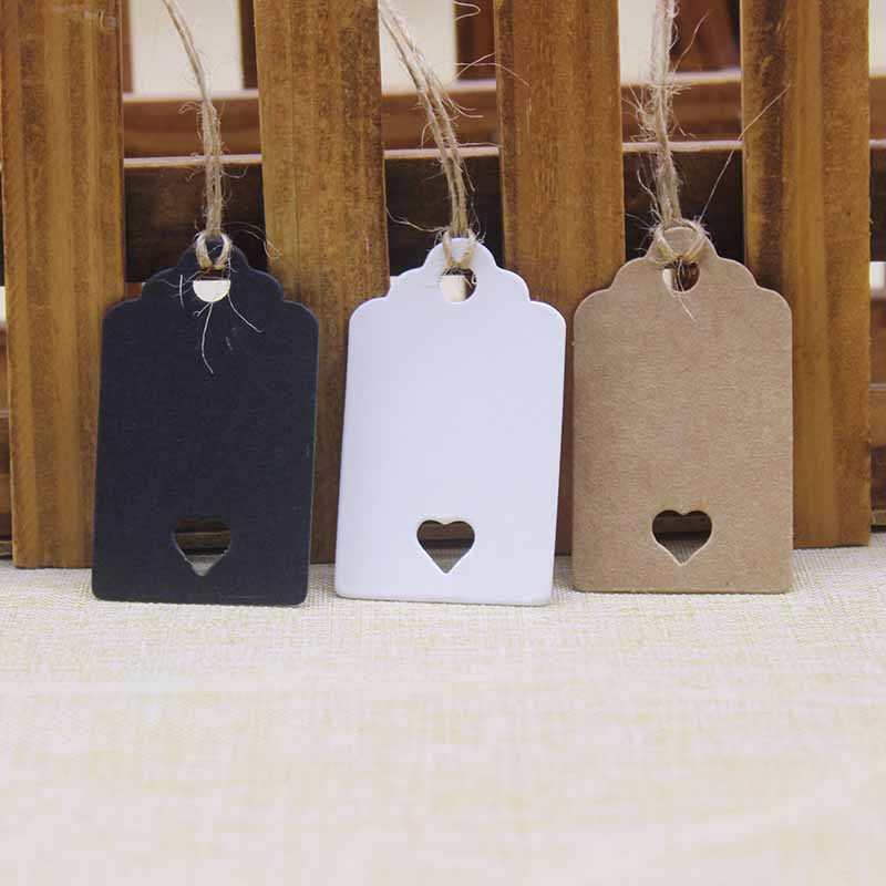 

100pcs 5*3cm Diy Paper Blank Tags Scallop Heart Hollow Label Luggage Wedding Note Blank Price Tag