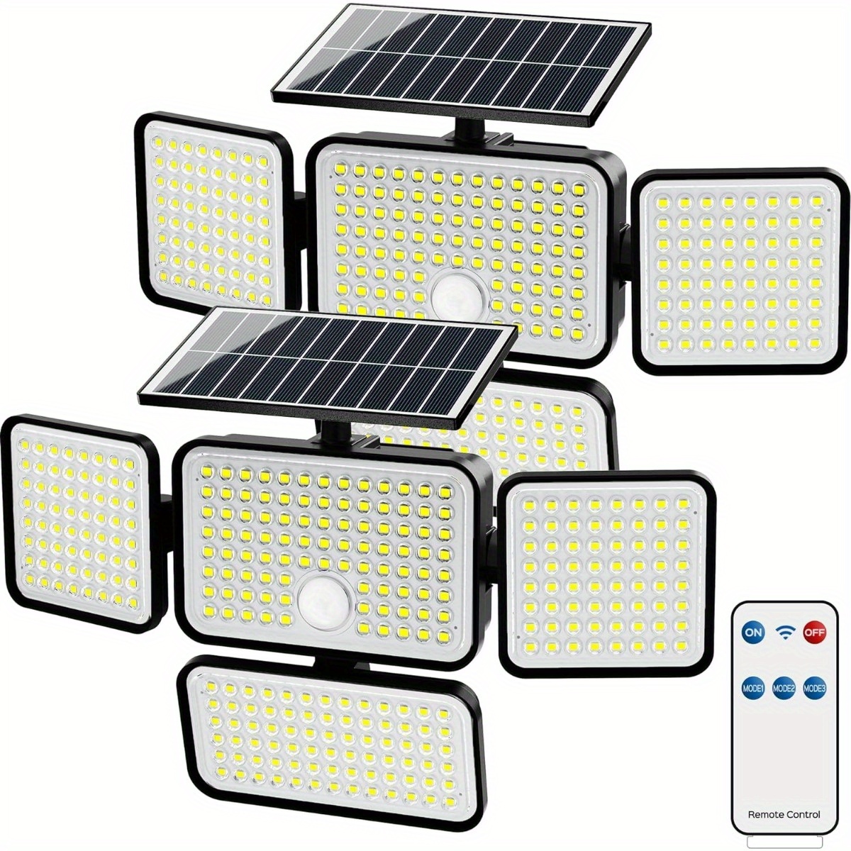 

Jackyled Solar Lights Outdoor, 2500lm 304 Led Motion Sensor Outdoor Lights With Remote, 4 Heads Solar Flood Lights For Outside Security Lights For Yard Patio