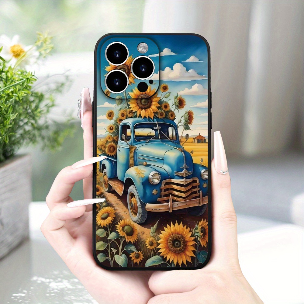 

Sunflower Car Print Tpu Phone Case With Frosted Lens Protection For 15/14/13/12/11/xs/xr/x/xsmax/7/8/plus/pro/max/mini - Cool Men's And Women's Protective Cover