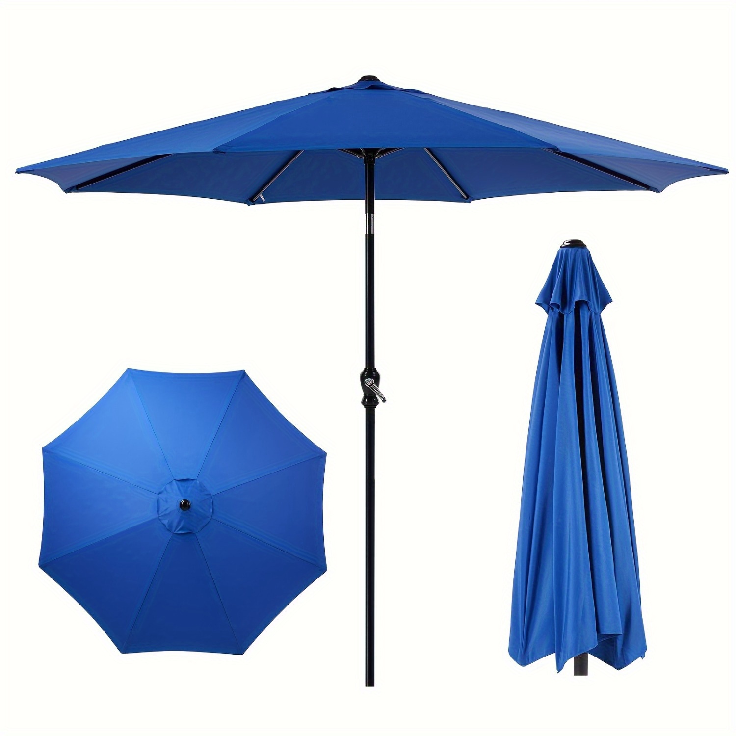 

9ft Protection & Waterproof Outdoor Patio Umbrella, Beach Yard Uv Umbrella With Push Button Tilt And Crank