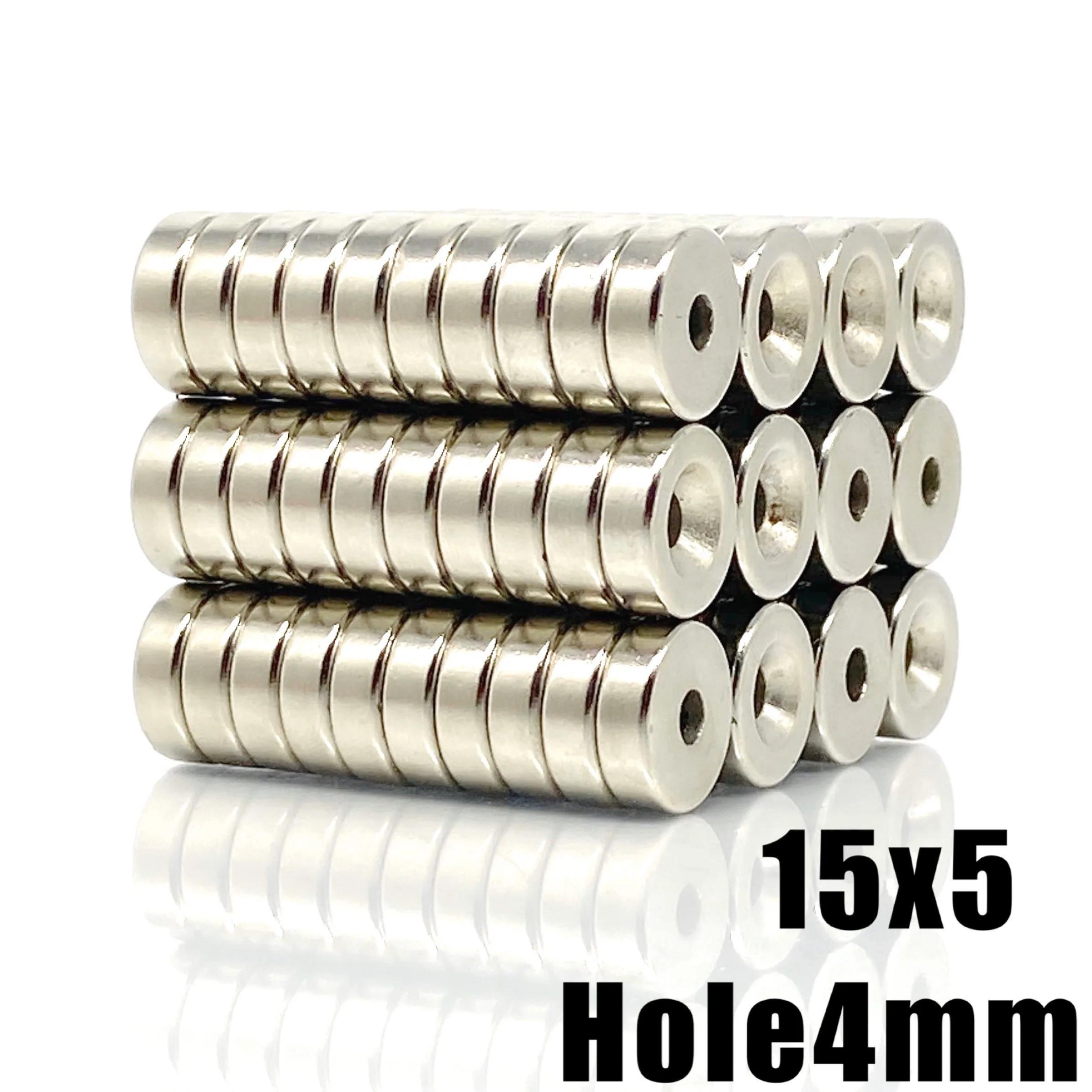 

20/50pcs 15x5-4 Neodymium Magnet 15mm X 5mm Hole 4mm N35 Ndfeb Round Super Powerful Strong Permanent Magnetic Imanes 15x5 Hole 4