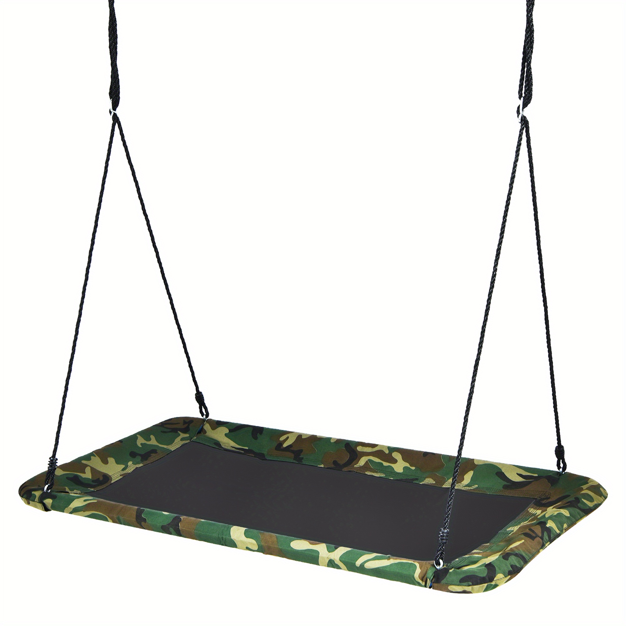 TEMU Gymax 60'' Kids Rectangle Swing 700 Lbs W/ Adjustable Hanging Ropes Camo Green