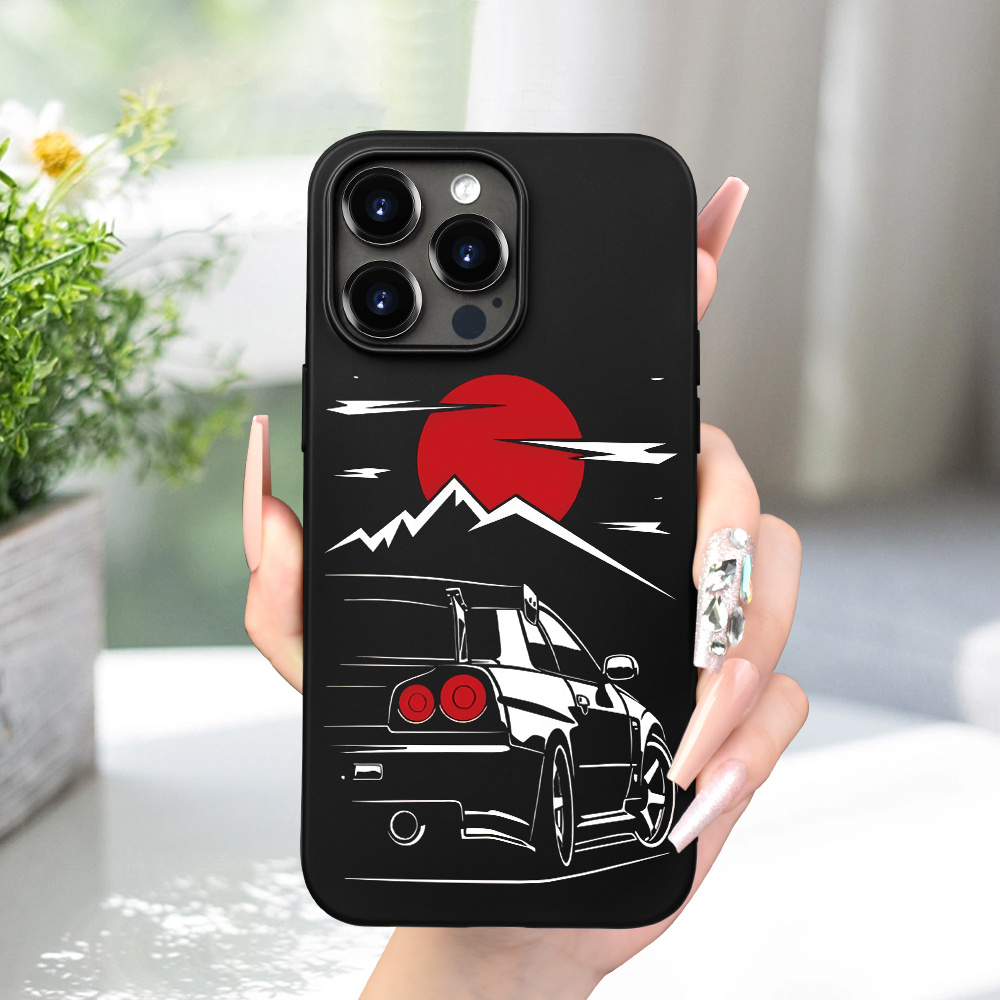 

Cool Car Print Black Matte Tpu Case For 15/14/13/12/11/xs/xr/x/xs Max/7/8/plus/pro/max/mini - Durable Shockproof Protective Cover With Sleek Design