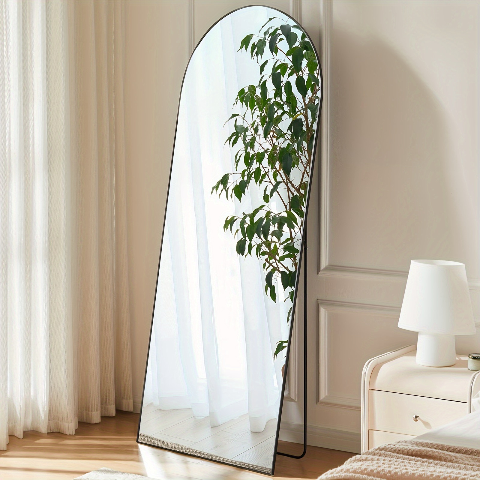 

Dumos Arched Full Length Mirror With Stand, 64"x21" Floor Mirror With Aluminum Alloy Frame For Bedroom, Standing Full Body Mirror With Shatter-proof Nano Glass For Wall, Living Room, Cloakroom