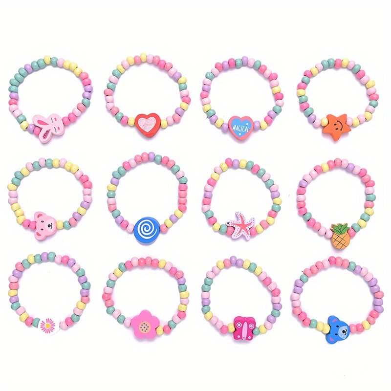 

12pcs/pack Cartoon Wooden Beads Colorful Bracelet For Women Birthday Party Favors Shower Guest Gifts Pinata Fillers