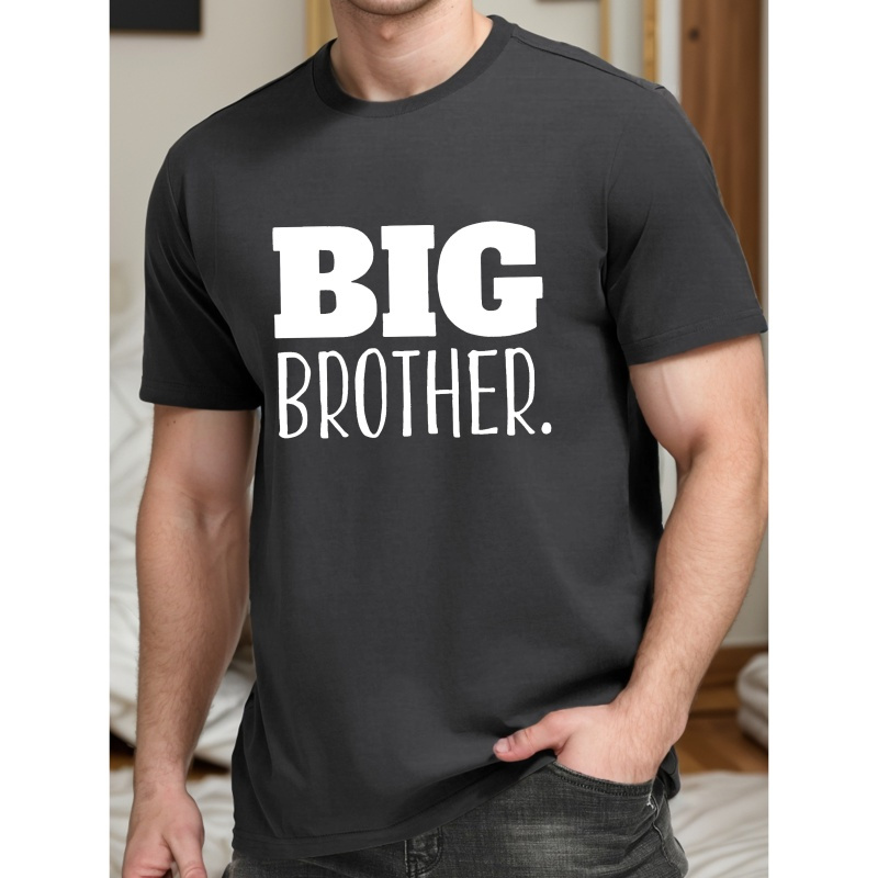 

Big Brother" Graphic Men's T-shirt - Casual Short Sleeve, Polyester, Machine Washable - Summer