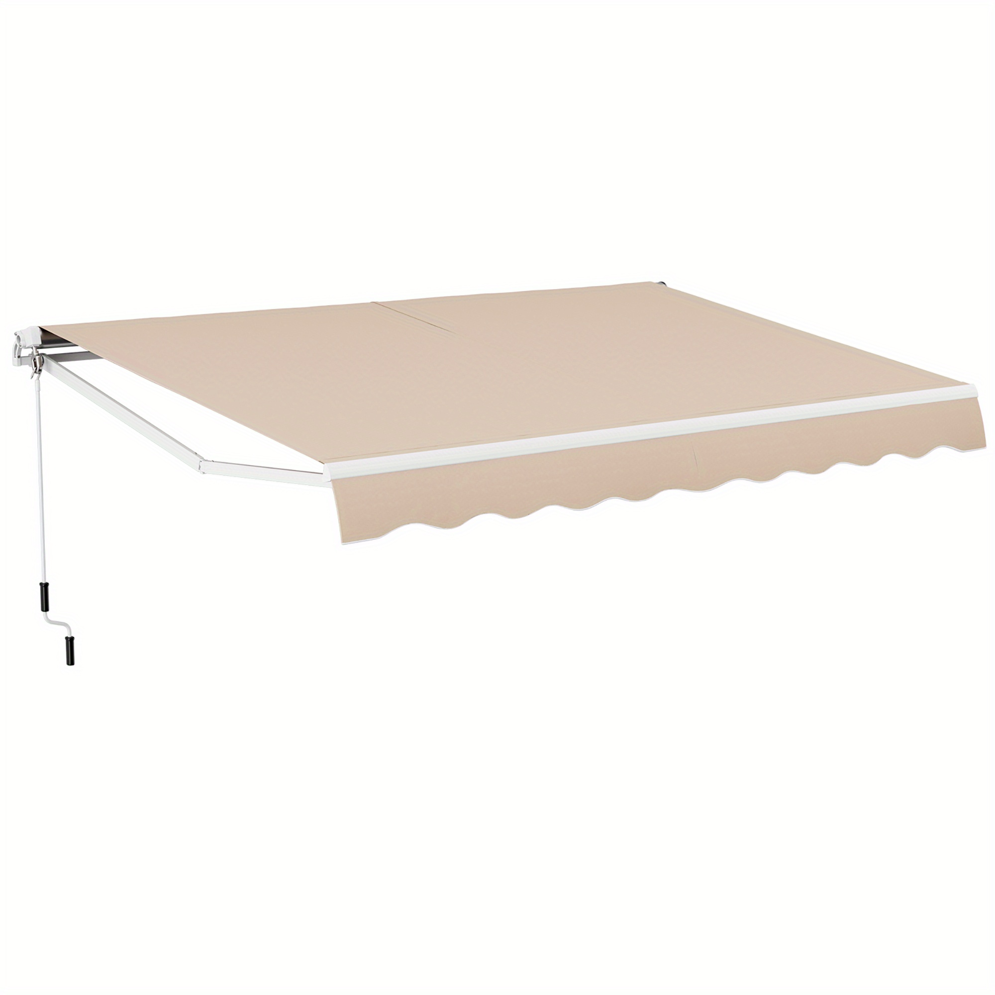 

Gymax 13 X 8.2 Ft Outdoor Patio Retractable Awning Polyester Sunshade Cover W/ Manual Crank Handle Deck Beige