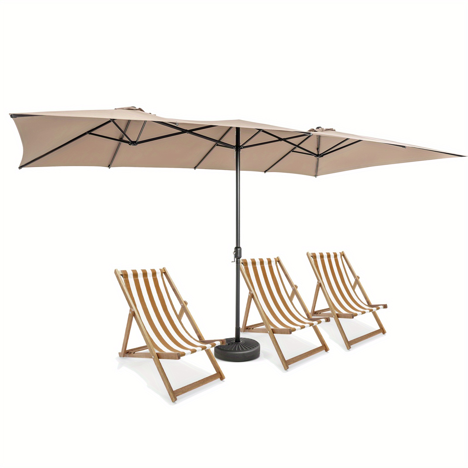 

15ft Double-sided Market Umbrella Large Crank Handle Vented Twin Patio Coffee