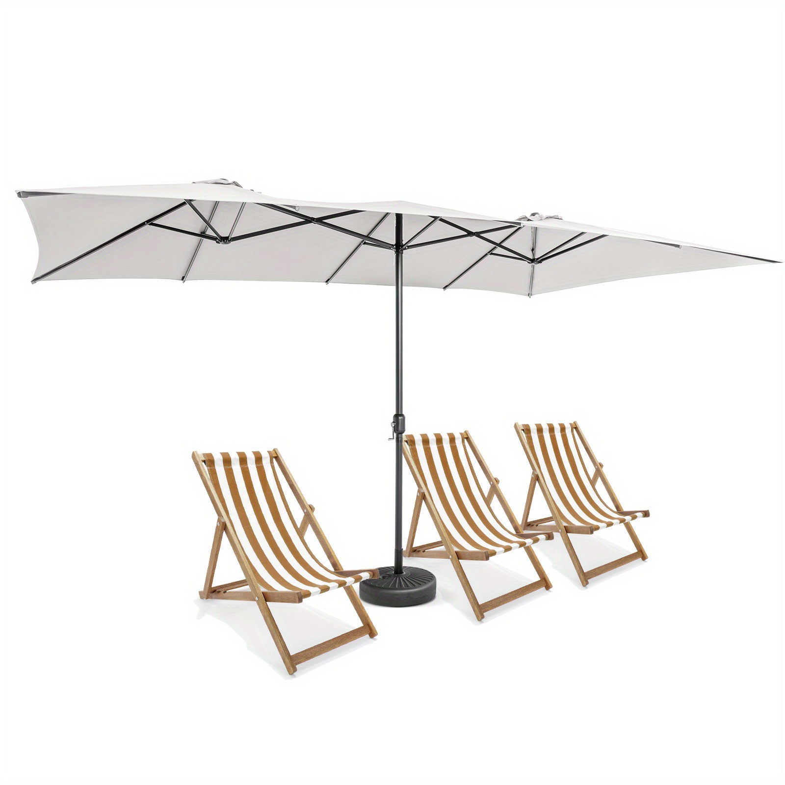 

Gymax 15ft Double-sided Market Umbrella Large Crank Handle Vented Twin Patio Beige