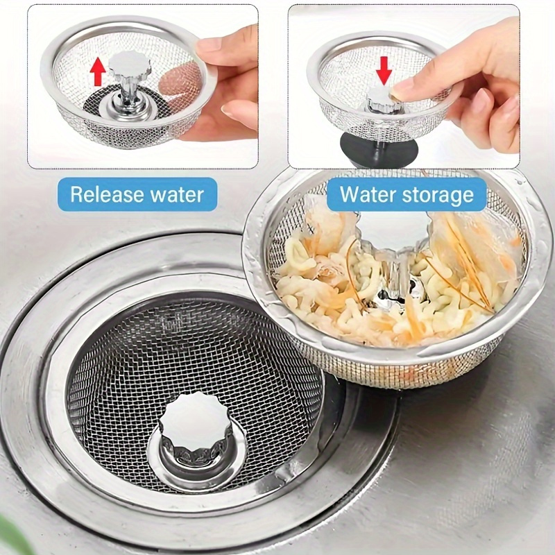 2 pack stainless steel kitchen sink strainer with handle durable mesh filter stopper easy clean drain basket for home and restaurant use dish drainers for kitchen sink water filter for kitchen sink