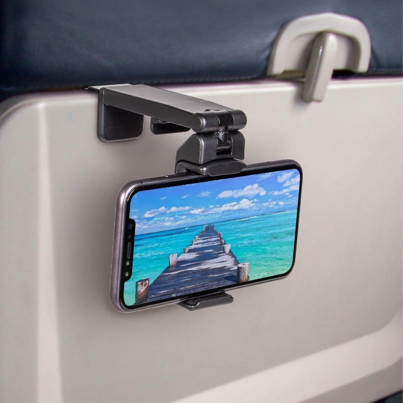 

Stainless Steel Airplane Phone Holder Mount - Universal In-flight Hands-free Viewing With Dual 360 Degree Rotation - Pocket Size Essential Airplane Travel Accessory