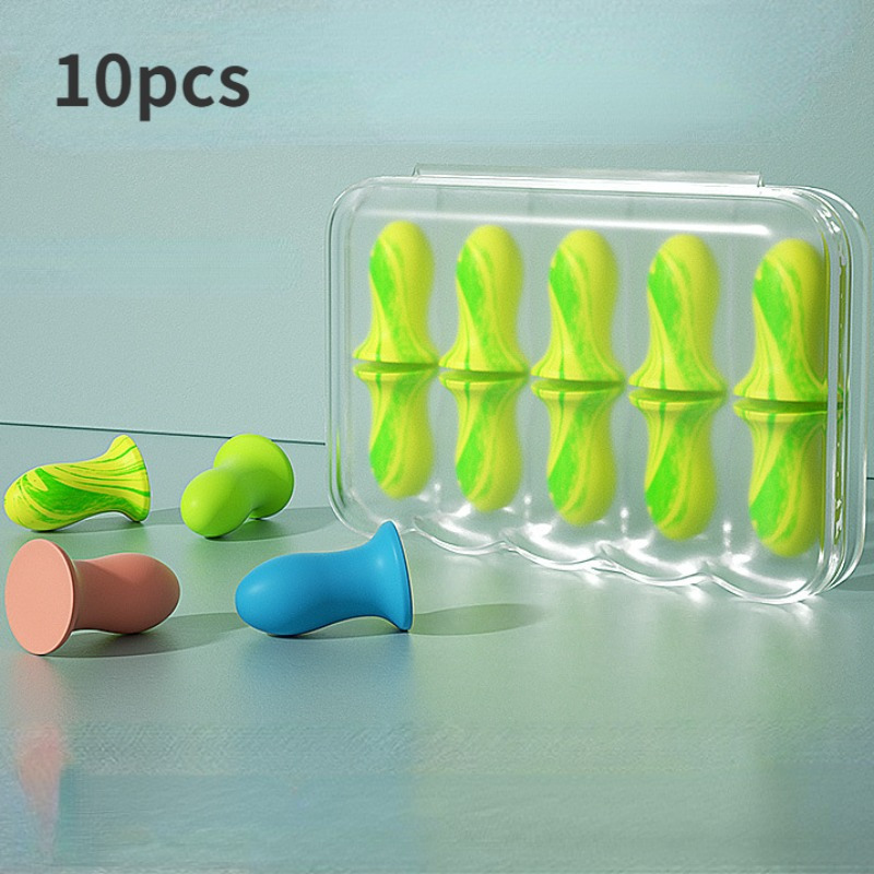 

10pcs Reusable Sponge Earplugs For Sleeping, Studying & Work - Design