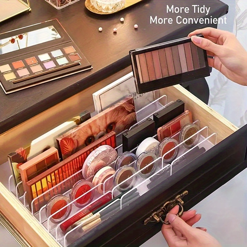 acrylic makeup organizer storage box for teen girls 12 14 years old clear cosmetic display stand for eyeshadow blush powder desk divider organizer no electricity needed no wooden materials suitable for commercial hotel use details 3