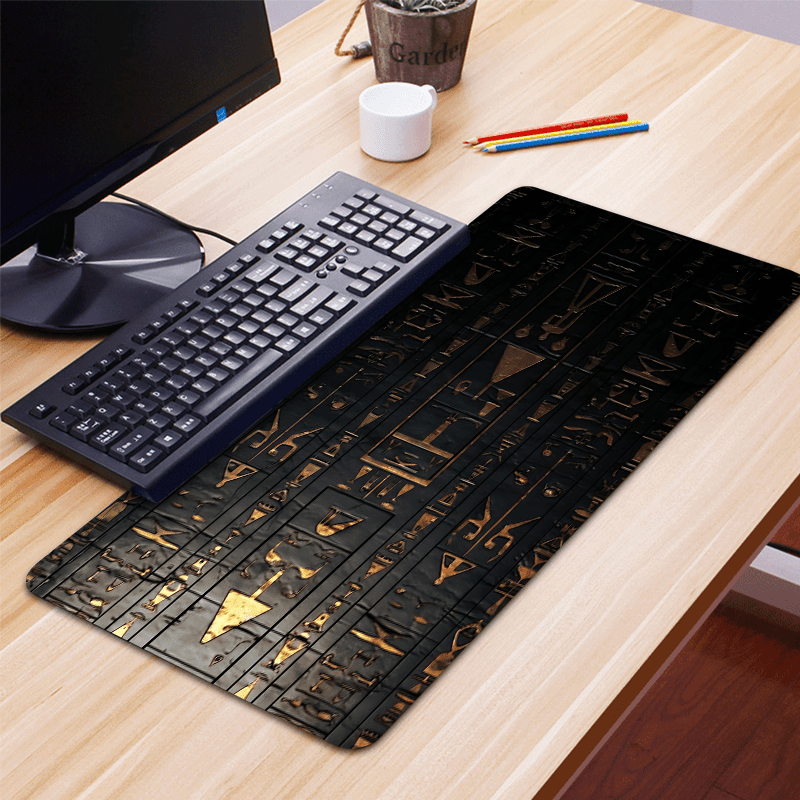 

Retro Black And Gold Mouse Pad With Stitched Edges, Non-slip Rubber Base, Large Desk Mat For Home Office, 35.4x15.7 Inch, Ideal Gift For Women, Boys, And Girls Friends