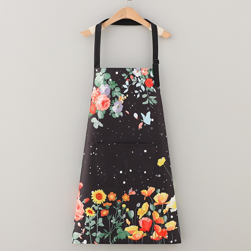 

Polyester Butterfly Print Oil-proof And Waterproof Apron For Gardening And Cooking - Durable Kitchen Apron With Pocket