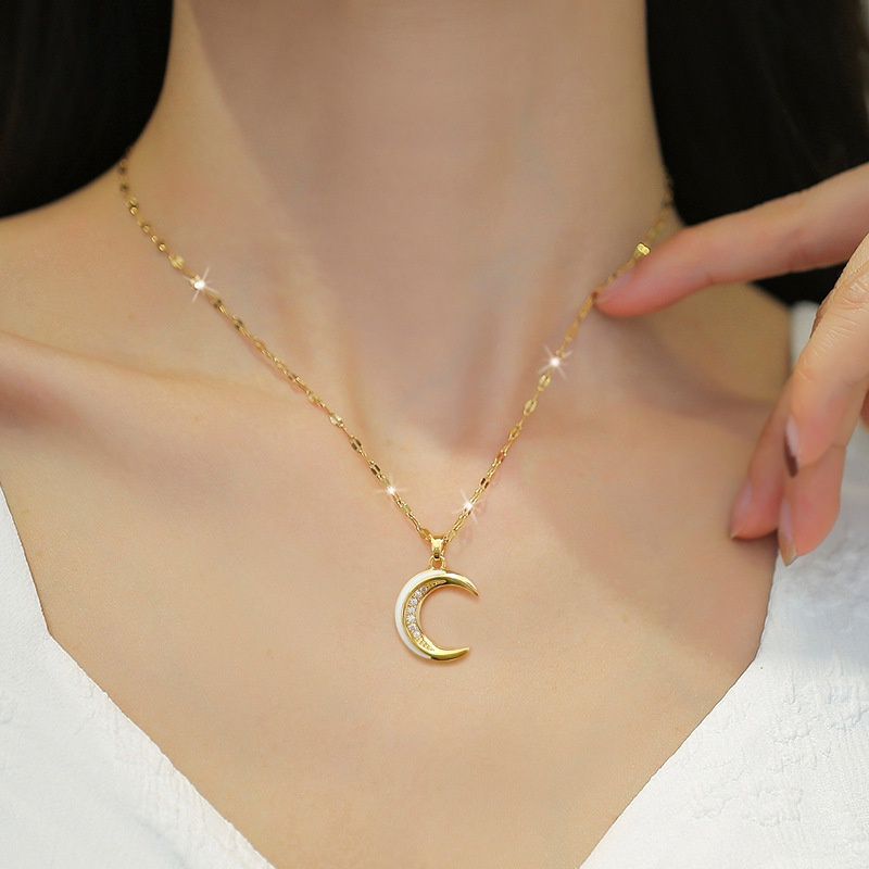 

Stainless Steel Oil Moon Luxury Necklace Clavicle Chain For Men And Women Gifts For Eid