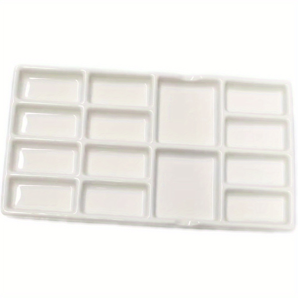 

Professional 14-well Ceramic Paint Palette - 8" Porcelain Artist Mixing Tray For Watercolor & Acrylics