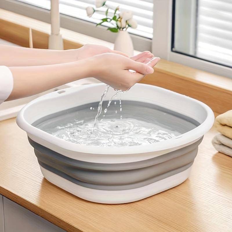 

Portable Collapsible Wash Basin - Durable Plastic, Ideal For Home, Dorm & Outdoor Use - Perfect For Hand & Foot Washing - Essential Back To School Supply