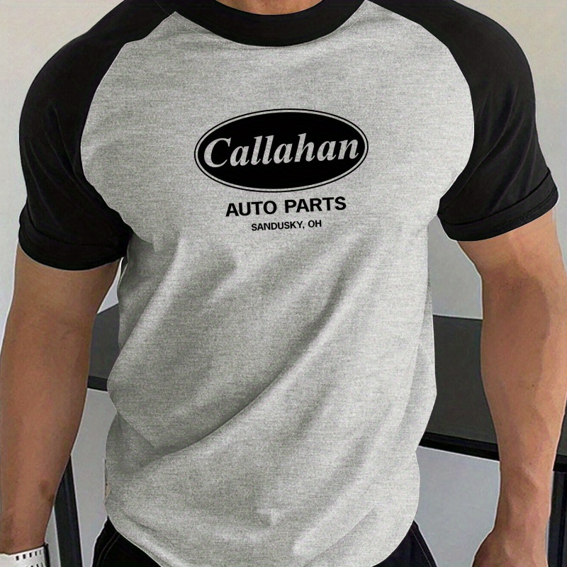 

'callahan' Letter Print Tee Shirt, Tees For Men, Casual Short Sleeve T-shirt For Summer