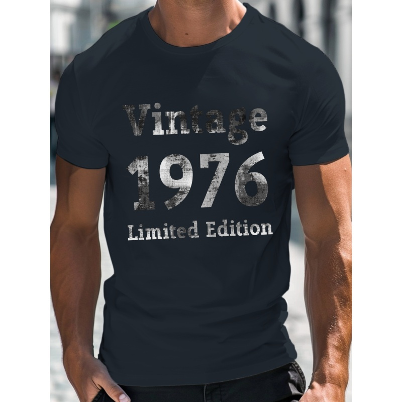 

Vintage 1976 Limited Edition Print Tee Shirt, Tees For Men, Casual Short Sleeve T-shirt For Summer
