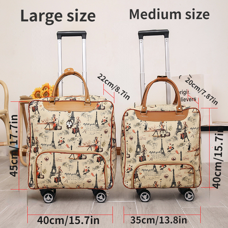 TEMU Stylish, Four-wheeled Trolley Case, Travel Bag, Short-distance Travel Luggage Bag, All-, Pull Handle