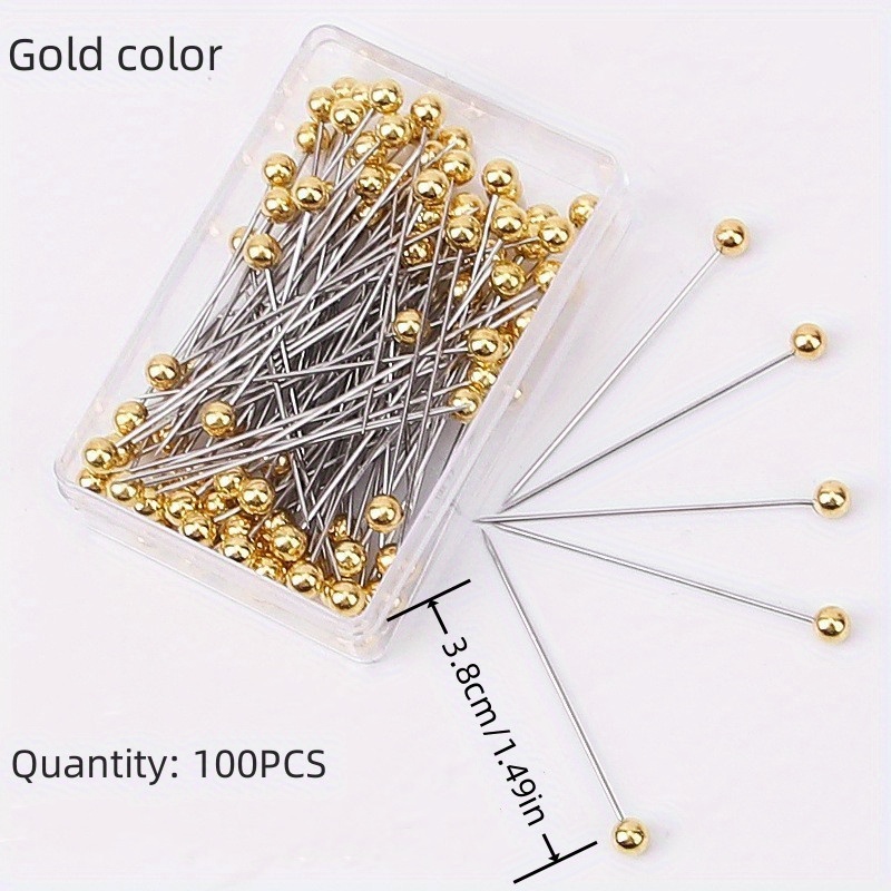 TEMU 100pcs Stainless Steel Pins, Straight Pins, Pearl Needles, Fixed Sewing Pins For , Jewelry Diy