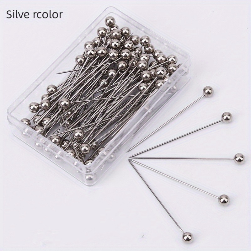 TEMU 100pcs Stainless Steel Pins, Straight Pins, Pearl Needles, Fixed Sewing Pins For , Jewelry Diy