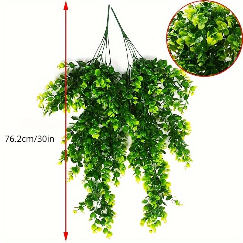 TEMU 2pcs Uv Resistant Artificial Ivy & Eucalyptus Vines - Faux Hanging Plants For Outdoor Wall Decor, Wedding Party