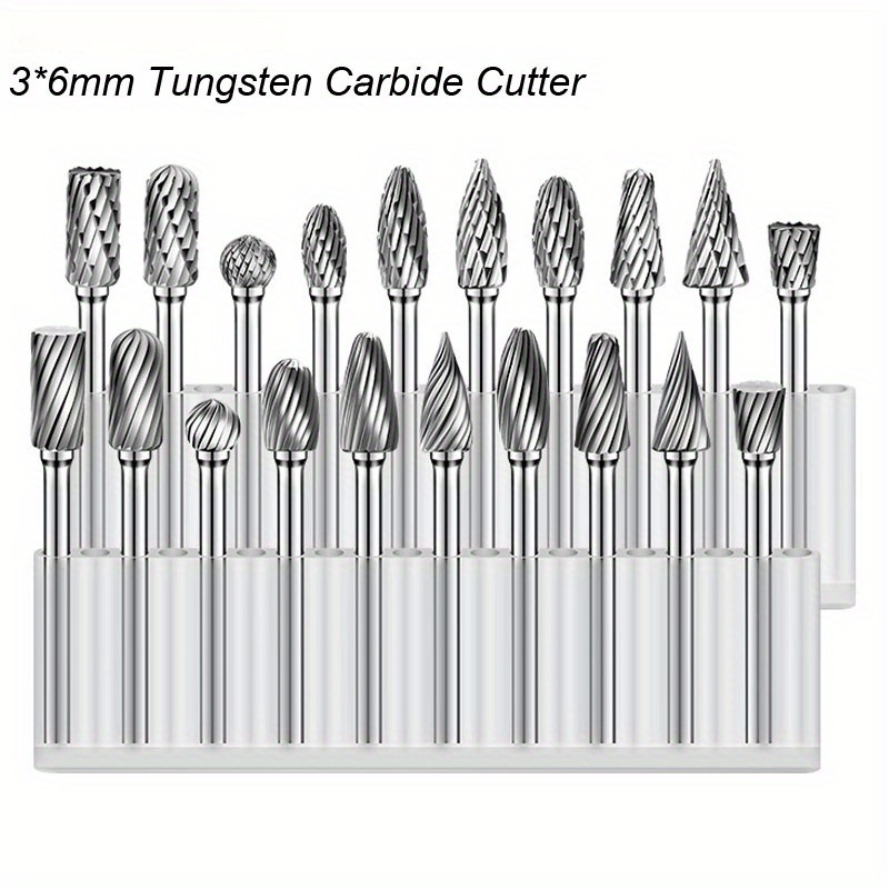 

10-piece Tungsten Steel Carbide Burr Set For Rotary Tools - 1/8" Shank, Dual Cut Design For Woodworking, Metal Carving, Engraving & Polishing