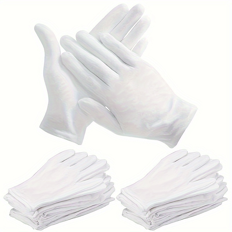 

White Cotton Gloves For Household Cleaning, Gardening, Jewelry Handling, And Spa - Lightweight, Stretchable, Phthalate & Paraben-free, Hand Washable - Non-waterproof Ceremonial Gloves - Multipack