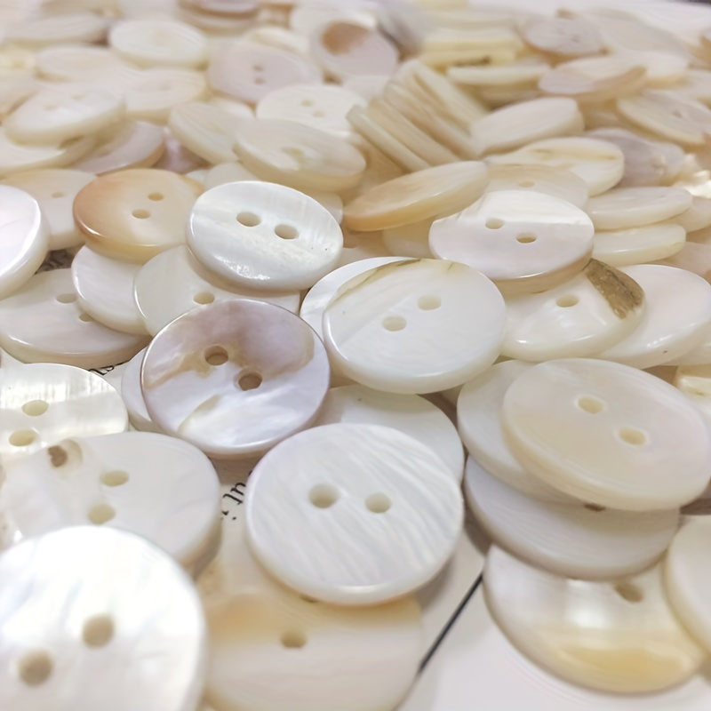 

30-piece Premium White Shell Buttons, 0.45" - Ideal For Diy Clothing & Shirt Crafts