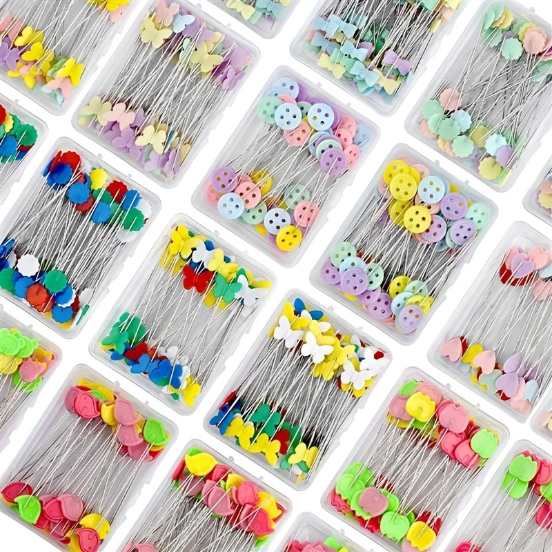 

100-piece Decorative Tailoring Pins Set - Hand Washable Sewing & Quilting Pins With Multicolored Button Heads, Durable Metal Craft Accessories For Diy Projects