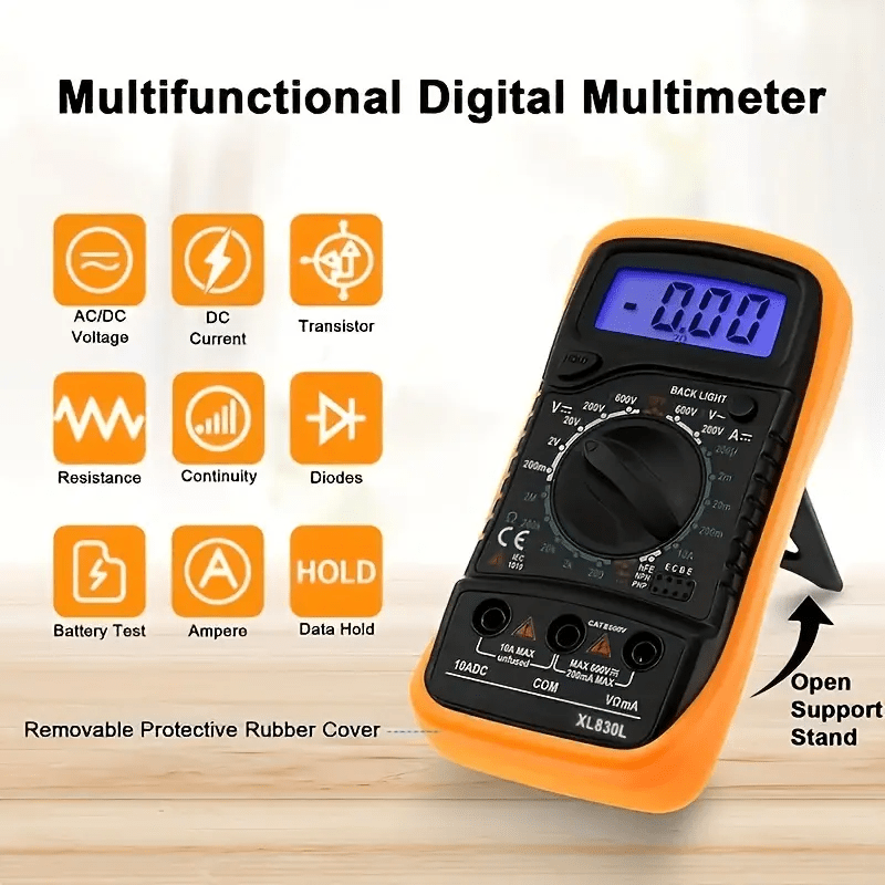 

1pc, Lcd Multimeter, Testing Current Multimeter, Tester, Digital Multimeter With Dc Ac Voltmeter And Ohmmeter; Measure Voltage, Current, And Resistance; Test Live Wires (without Battery)