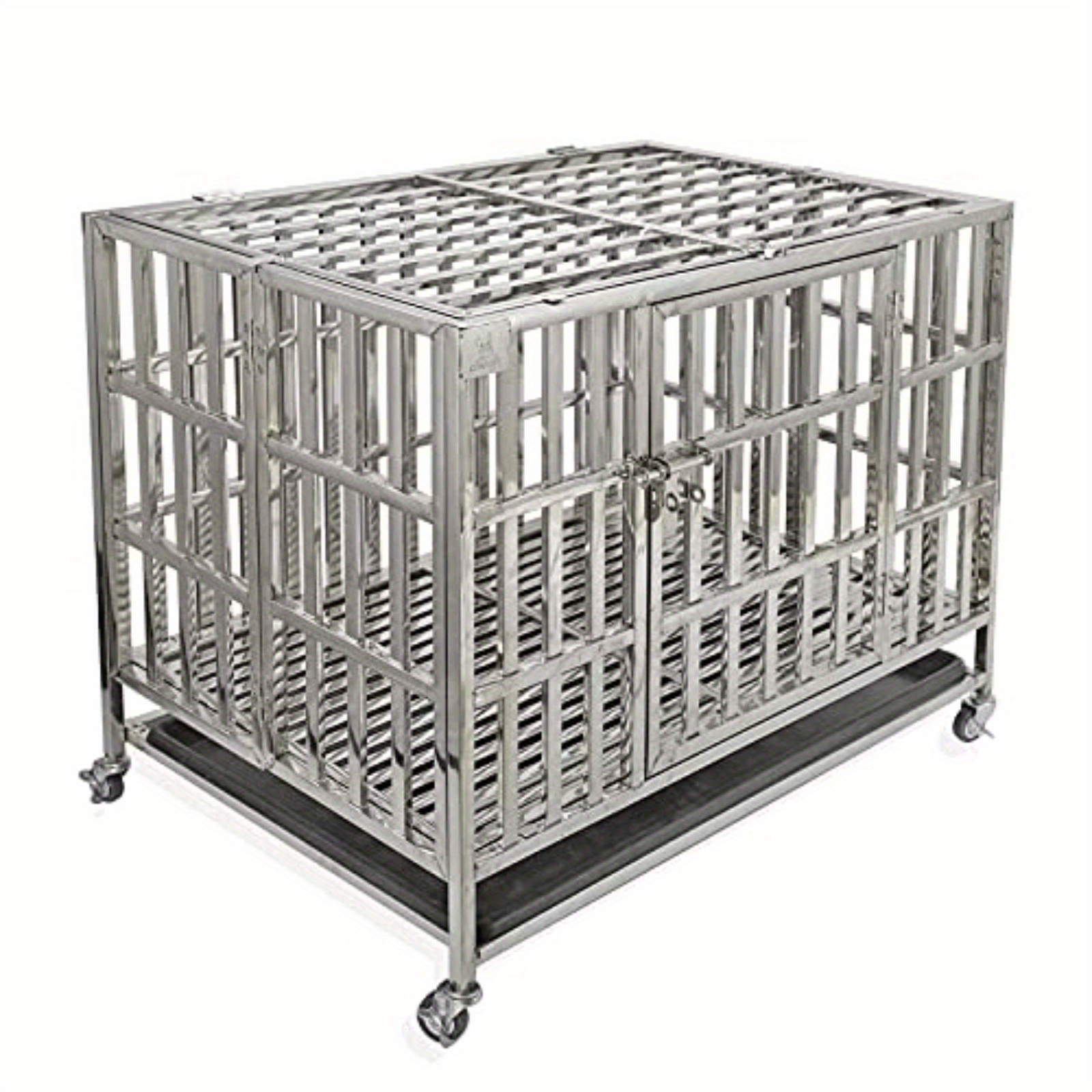 

37" Heavy Duty Stainless Steel Dog Cage For Training Small Dog Kennel Indoor/outdoor With Removable Tray