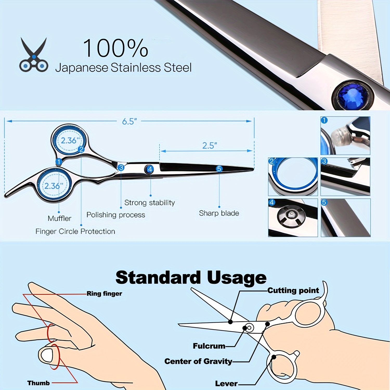 professional haircut scissors set texturizing shears for all hair types curly normal thin details 4