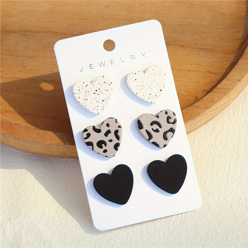 

3 Pairs Of Cute Heart-shaped Earrings, Acrylic Jewelry, Exquisite Valentine's Day Gifts For Women, Casual Wear