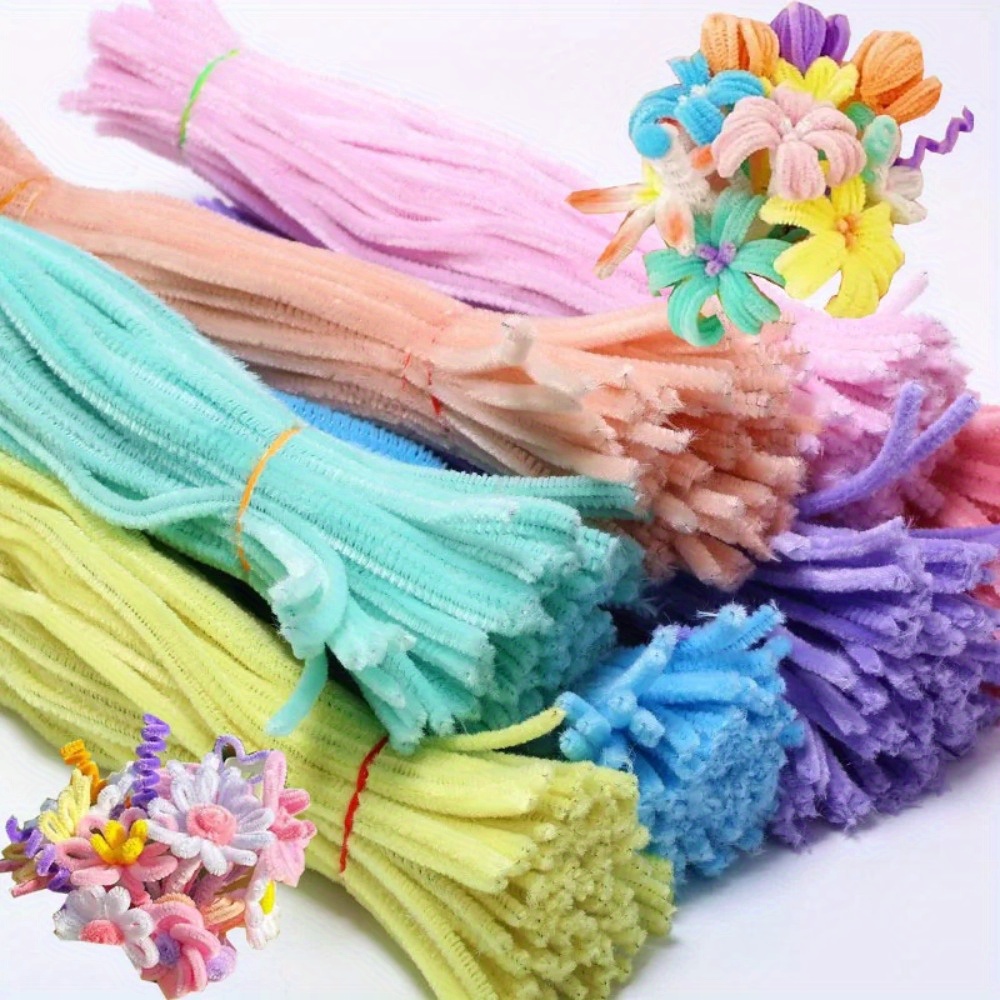 

100pcs Multicolor Randomly Packed Wire Stems Wired Plush Strips, Diy Handmade Materials For Wedding Party Home Decor, Flower Bouquets, Animals And Art Projects Craft Supplies, Reusable, Multipurpose