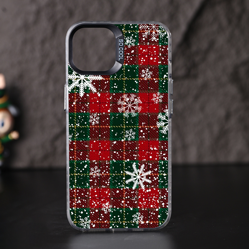 

Christmas Snowflake Pattern Acrylic Phone Case For 11/12/13/14/15 Pro Max/x/xs Max/xr/7/8 Plus - Shockproof, Lens Protection, Anti-drop Soft Back Cover