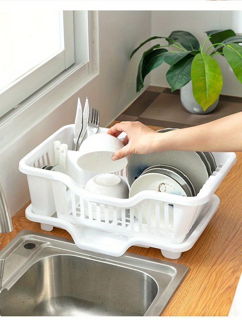 Large Kitchen Dish Drying Rack with Drain Board - Multifunctional Household Bowl and Utensil Storage Holder with Chopstick Slot details 1