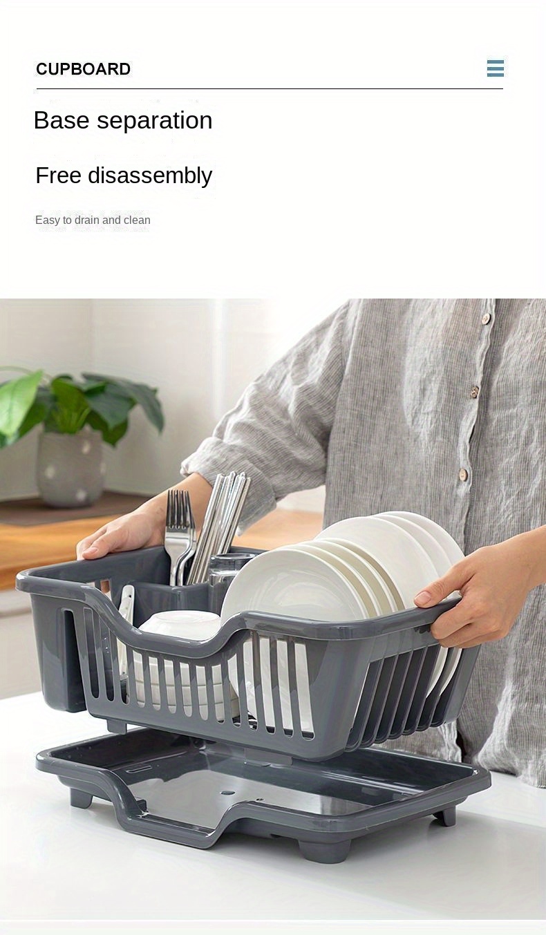 Large Kitchen Dish Drying Rack with Drain Board - Multifunctional Household Bowl and Utensil Storage Holder with Chopstick Slot details 2